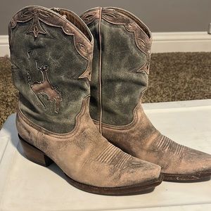 Weathered look pink and grey Old Gringo boots size 9 good condition